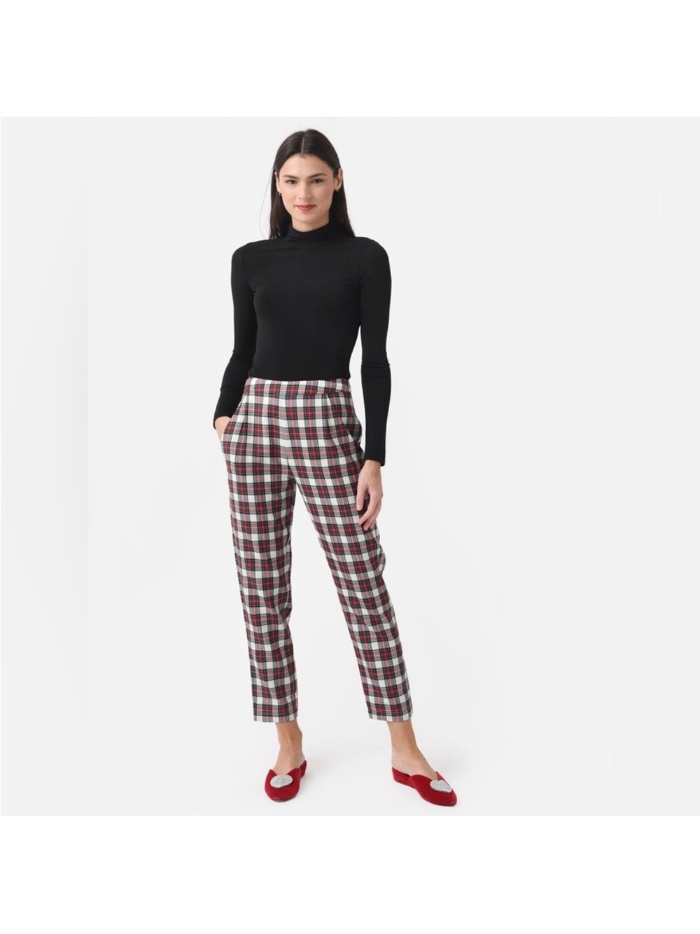 Hunter Bell Melina Plaid Red Multi Cigarette Wool Pant